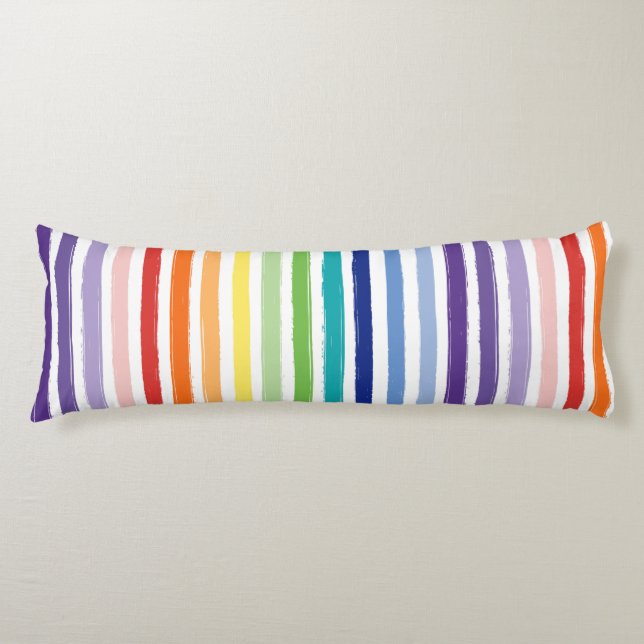 Pretty Rainbow Stripe Pattern Body Cushion (Front)