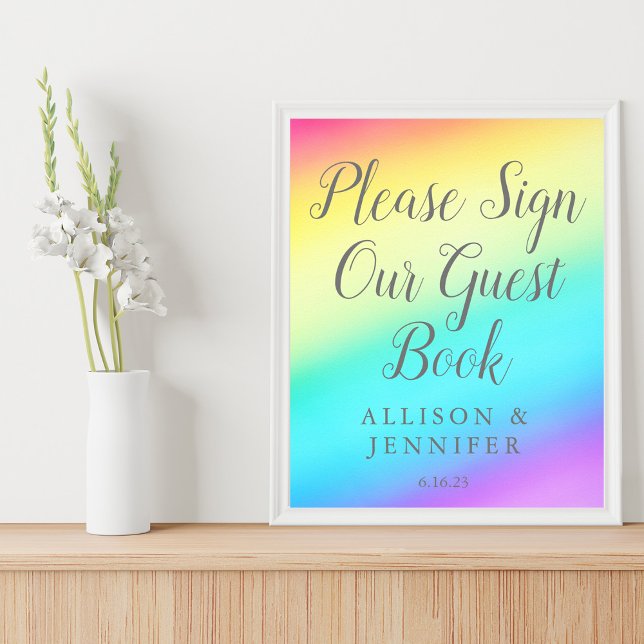 Pretty Rainbow Wedding Sign Our Guest Book Poster (Creator Uploaded)