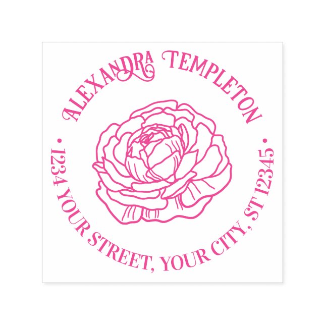 Pretty Ranunculus Flower Name Return Address Self-inking Stamp (Design)