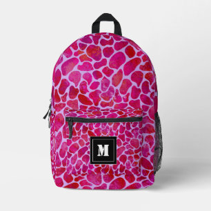 Pretty Raspberry and Pink Leopard Print Monogram Printed Backpack
