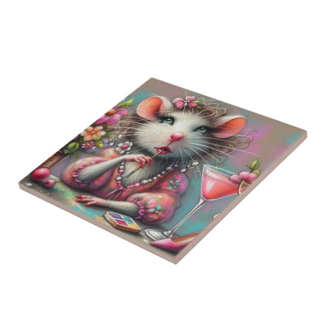 Pretty Rat Lady Having a Martini Contemplating Tile (Side)