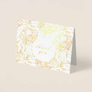 Pretty Real Gold Foil Flowers Thank You Card