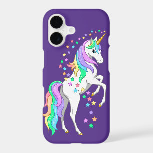 Pretty Rearing Rainbow Unicorn Falling Stars
