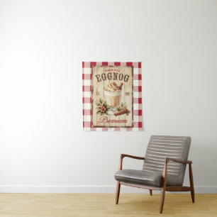 Pretty red and white gingham North pole Eggnog Tapestry