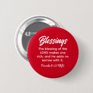 Pretty Red Christian Faith Blessings Bible Verse 6 Cm Round Badge