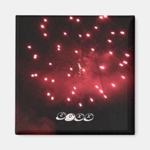 Pretty Red Fireworks Night Sky Custom Year Magnets