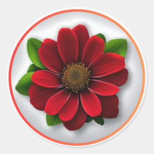 Pretty Red Flower #1 Classic Round Sticker