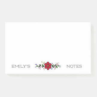 Pretty red flower leaves personalized Name's Notes