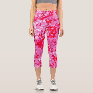 Pretty Red Flowers Capri Leggings