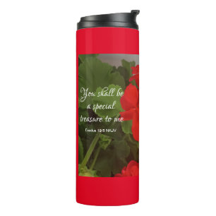 Pretty Red Flowers Special Treasure Bible Verse Thermal Tumbler
