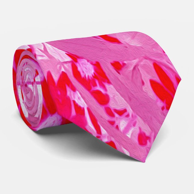 Pretty Red Flowers Tie (Rolled)