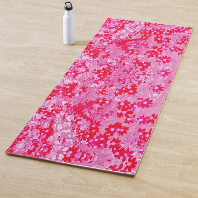 Pretty Red Flowers Yoga Mat (In Situ)