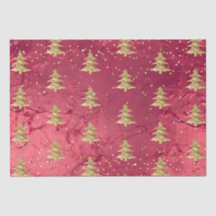 Pretty Red Gold Christmas Trees Tissue Paper