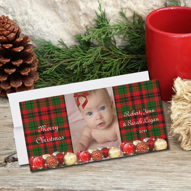 Pretty Red Green Tartan Plaid Christmas Card (Creator Uploaded)