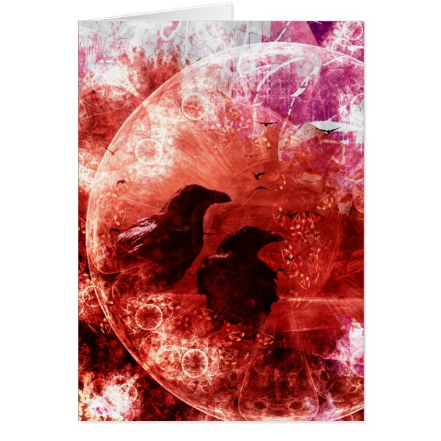 Pretty Red Grunge Raven Fantasy Design (Front)