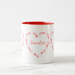 Pretty Red Heart Valentine's Name Coffee Mug