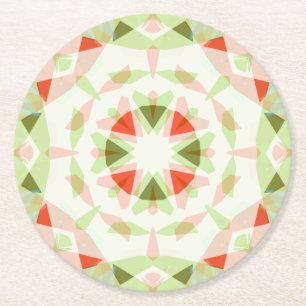 Pretty Red Pink Green Star Party Celebration Round Paper Coaster