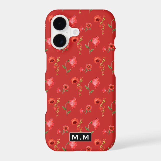 Pretty Red Poppies Pattern Monogram (Back)