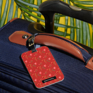 Pretty Red Poppies Pattern Personalised Luggage Tag