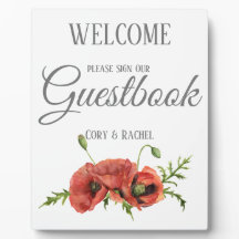 Pretty Red Poppies Wedding Guestbook 