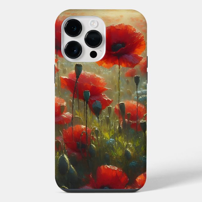 Pretty Red Poppy Field on a Summer Day   iPhone Case (Back)