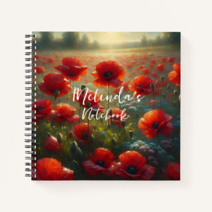 Pretty Red Poppy Field on a Summer Day Notebook