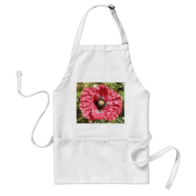 Pretty Red Poppy Flower Macro Apron (Front)