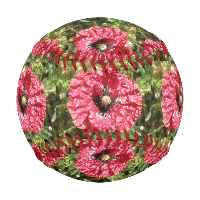 Pretty Red Poppy Flower macro Baseball (Front)