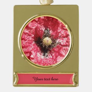 Pretty Red Poppy Flower Macro Custom Ornament