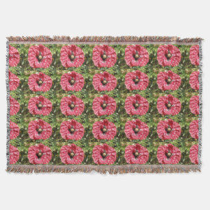 Pretty Red Poppy Flower Macro Throw Blanket