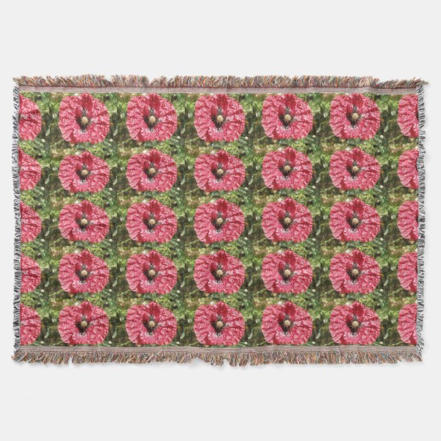 Pretty Red Poppy Flower Macro Throw Blanket (Front)