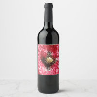 Pretty Red Poppy Flower Macro Wine Bottle Labels