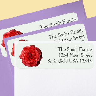 Pretty Red Rose Floral Return Address