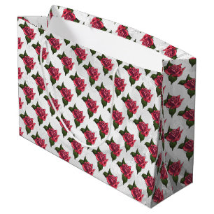 Pretty Red Rose Pattern Large Gift Bag