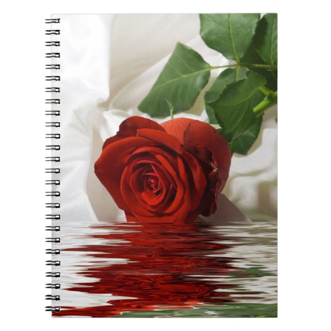 Pretty Red Rose with Reflection Spiral Notebook (Front)