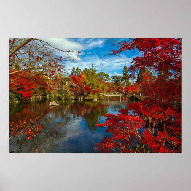 Pretty Red Trees Japanese Garden Photo Poster (Front)