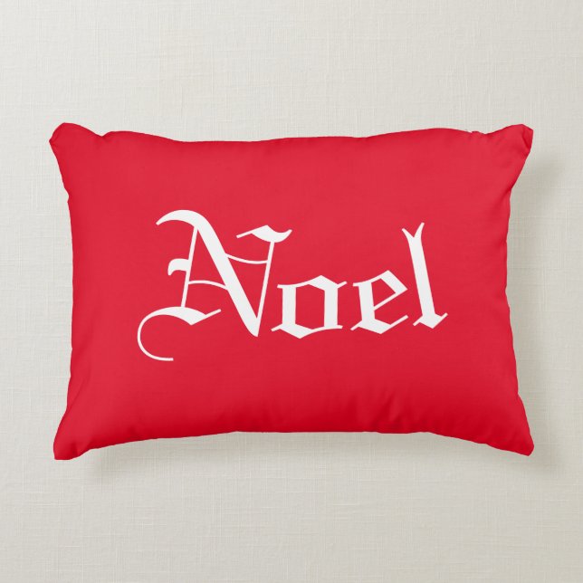 Pretty red & white "Noel" Christmas accent pillow (Front)