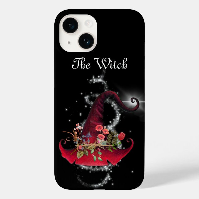 Pretty Red Witches Hat Floral Black  Case-Mate iPhone Case (Back)