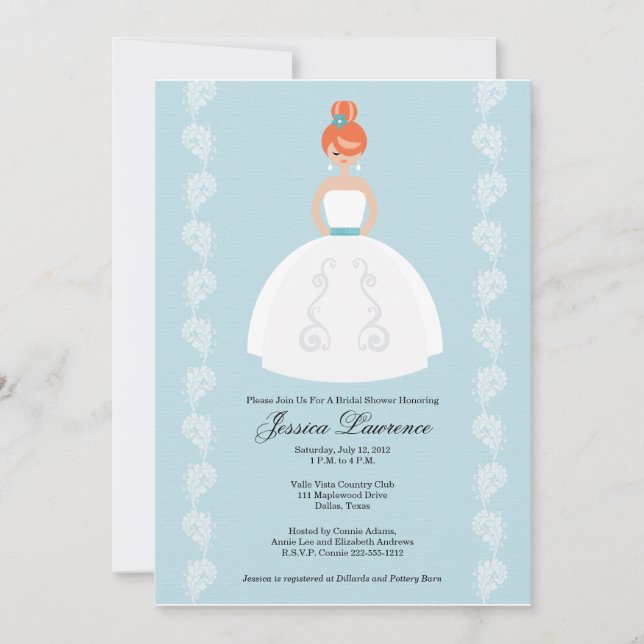 Pretty Redhead Bridal Shower Invitations (Front)