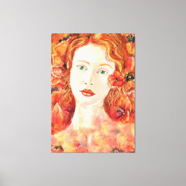 Pretty Redhead Green Eyed Woman Canvas Print (Front)