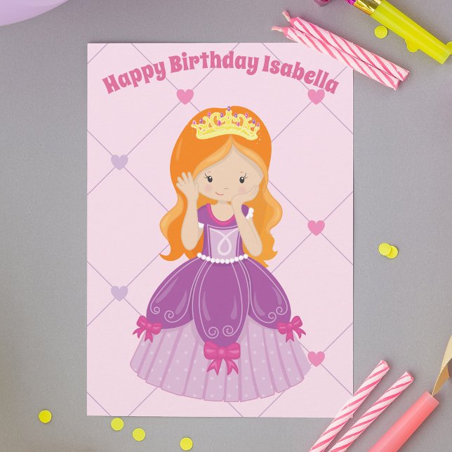 Pretty Redhead Princess Girl Custom Birthday Card (Creator Uploaded)