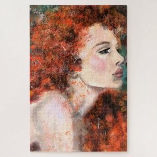 Pretty Redhead Woman - Abstract Original Painting  Jigsaw Puzzle