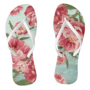 Pretty Retro Flower Bridesmaid Wedding Chintz Jandals