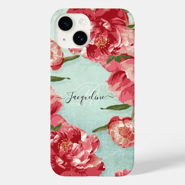 Pretty Retro Flower Elegant Stylish Chintz Peonies Case-Mate iPhone Case (Back)