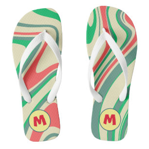 Pretty retro l monogram gift for summer l Marble Jandals