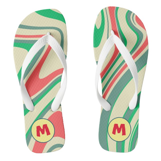 Pretty retro l monogram gift for summer l Marble Jandals (Footbed)