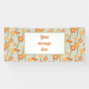 Pretty retro muted 1970s flowers banner