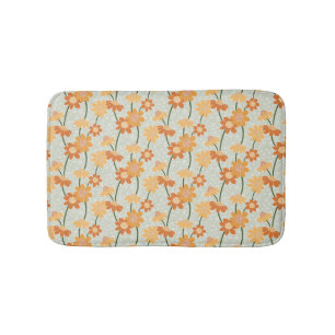 Pretty retro muted 1970s flowers bath mat