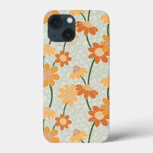 Pretty retro muted 1970s flowers iPhone 13 mini case