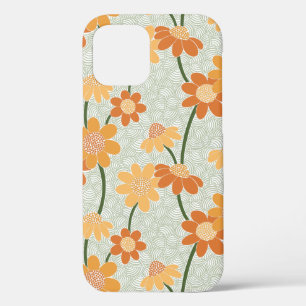 Pretty retro muted 1970s flowers iPhone 12 case